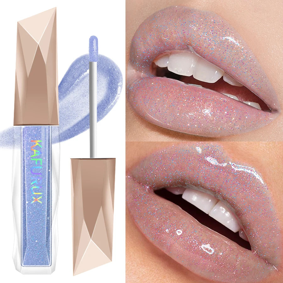 Sweet sparkling lip glaze mirror lip shine light lip gloss transparent lip tint makeup water gloss shimmer liquid lipstick girl