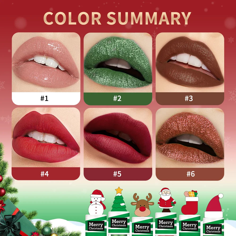 Christmas Colorful Lip Gloss Set Lip Stain Lipstick Woman Make Up Long Lasting Lipsticks Shiny Lip Gloss Pack Set Cosmetics Make