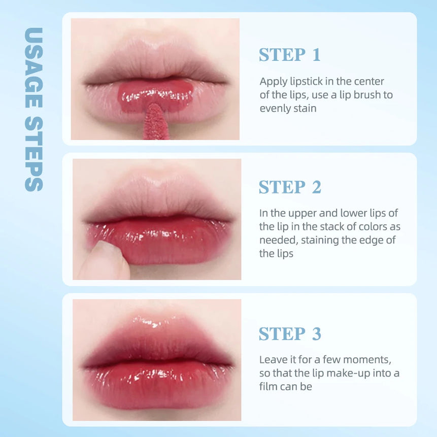 QIBEST Hydrating Crystal Lip Gloss Easy to Fade Mirror Water Glazed Lip Glaze Long Lasting Moisturizing Gloss Lip Tint Makeup