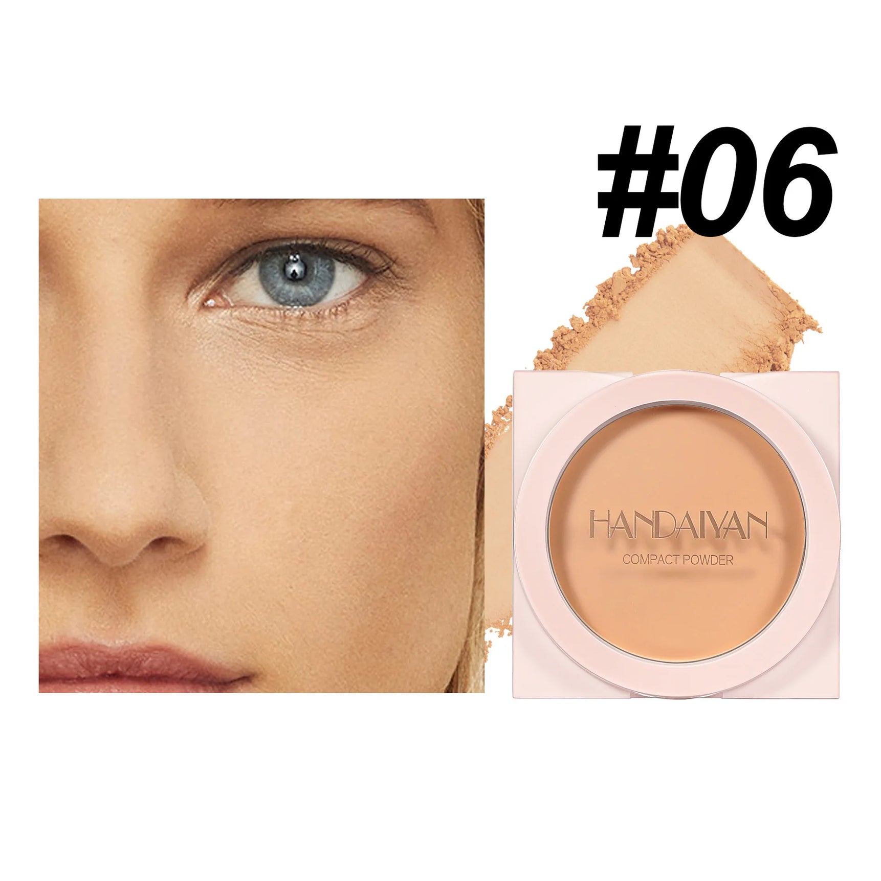 Wheat Powder Matte Finish Sweatproof Oil Control Dry Wet Dual-use Dark Skin Foundation Pressed Powder