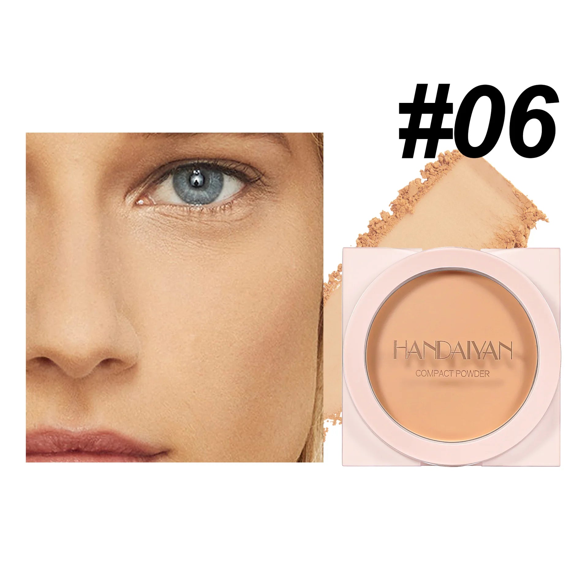 Wheat Powder Matte Finish Sweatproof Oil Control Dry Wet Dual-use Dark Skin Foundation Pressed Powder