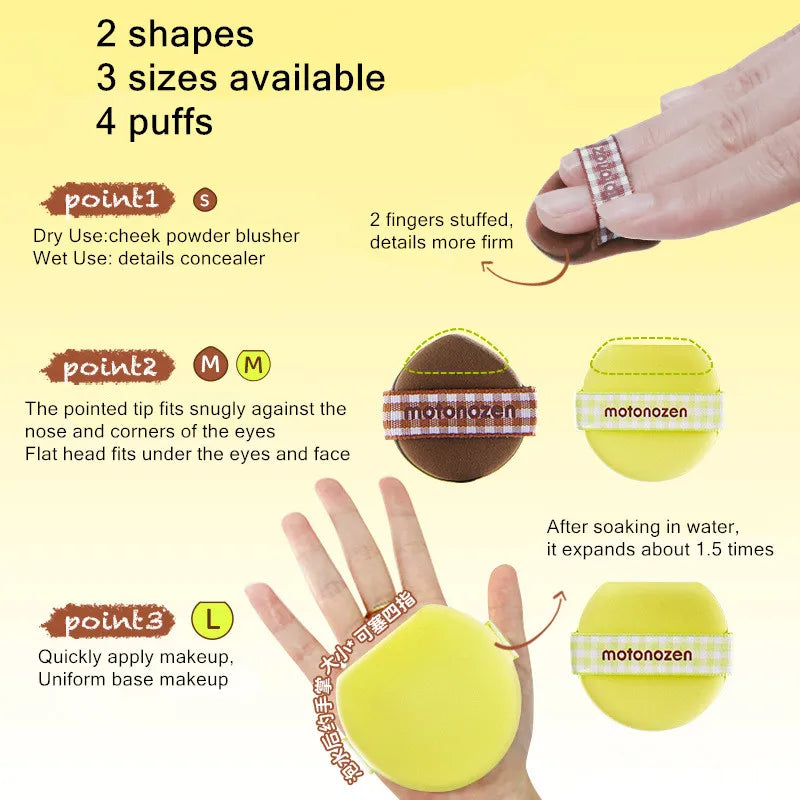 MOTONEOZEN 4pcs Makeup Blender Puffs Soft Smooth Powder Liquid Foundation Concealer Cosmetic Sponge Applicator Tool Dry Wet Use
