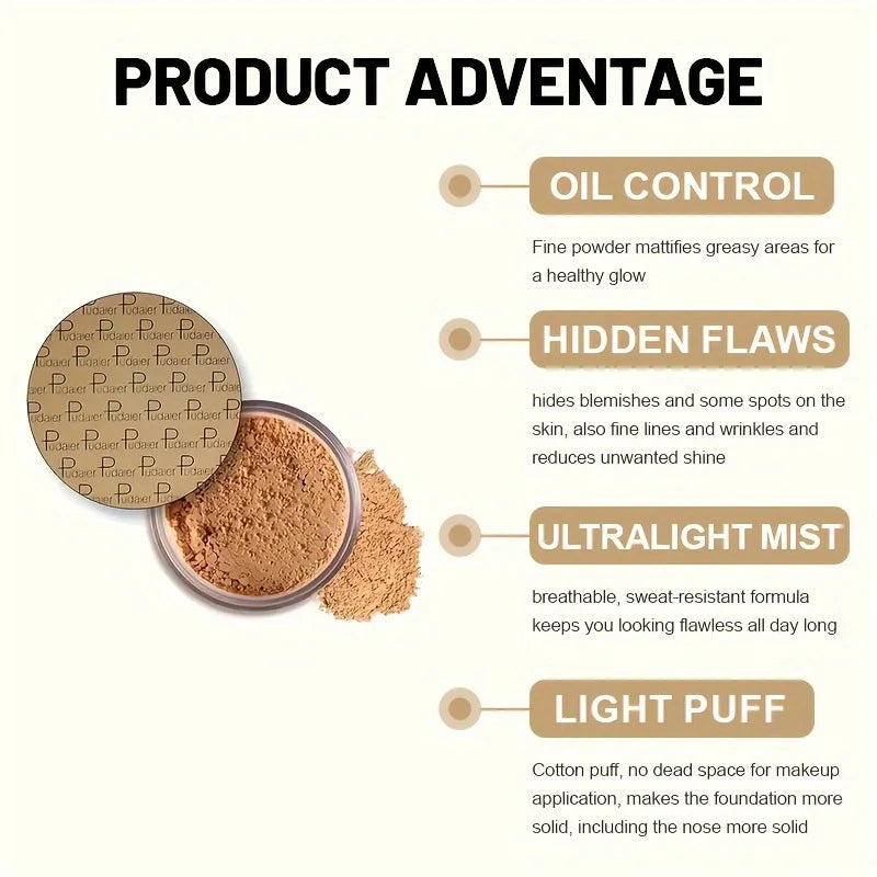 8 Color Long-Lasting Oil Control Matte Loose Face Powder - Invisible, -Matte Finishing Powder For Foundation Makeup