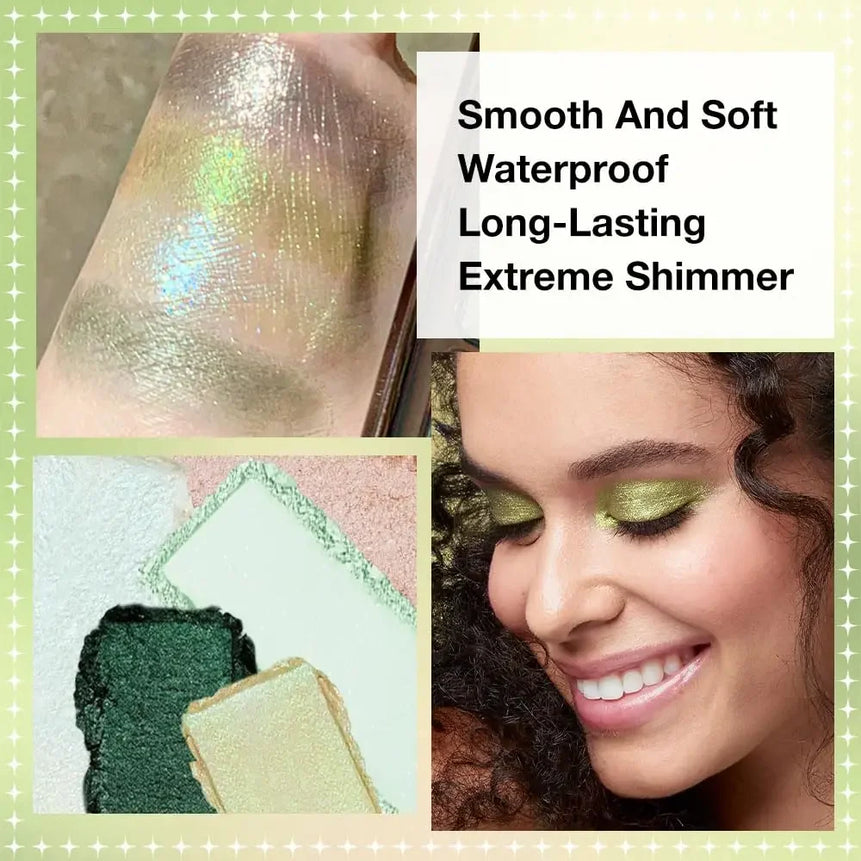 16 Color Green Pearl Eyeshadow Makeup Palette Waterproof Lasting Diamond Shimmer Eyeshadow Sparkling Crystal Eye Makeup Cosmetic
