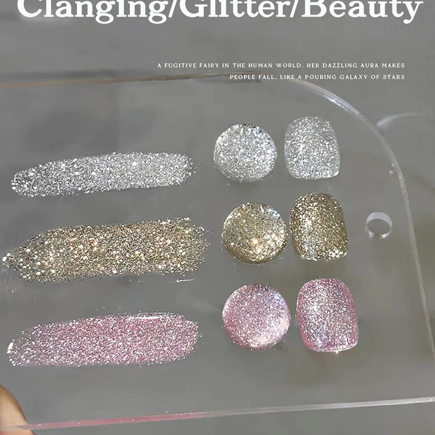 MIANEL1-12pcs 12ML Pink Blue White Green Series With Explosive Glitter Gel Nail Polish, Popular Yun Brocade Diamond Gel Polish