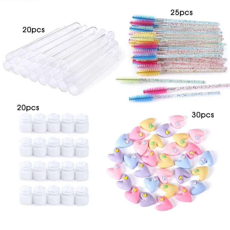 20Pcs Reusable Eyelash Brush Tube Christmas Style Disposable Mascara Wands Applicator with Tube Dust-proof Tubes Makeup Tools