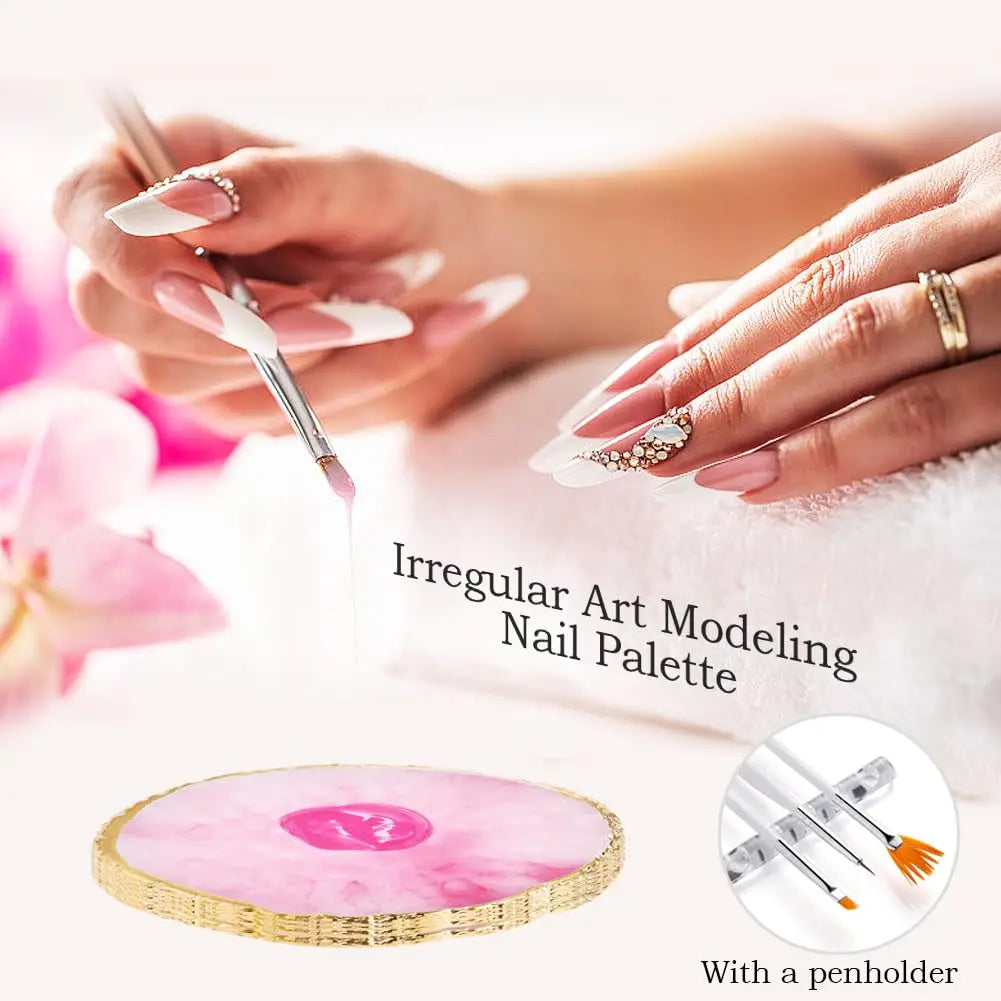 27PCS Manicure Tools Nail Art Brush Set with Resin Nail Art Palette 5Pcs Nail Art Sculpture Pen Dotting Pen for Nail Art DIY