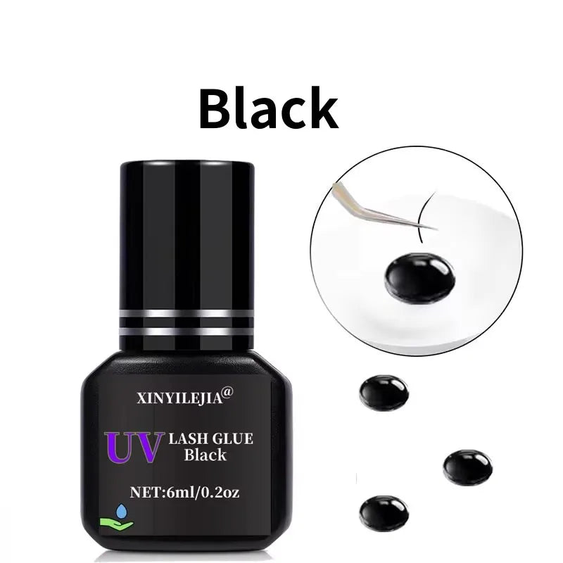 Tpo free 6ml UV Eyelash Glue Fake Lashes Eyelash Extension Adhesive Light Curing Quick Dry Purple Black Gel Makeup Tools