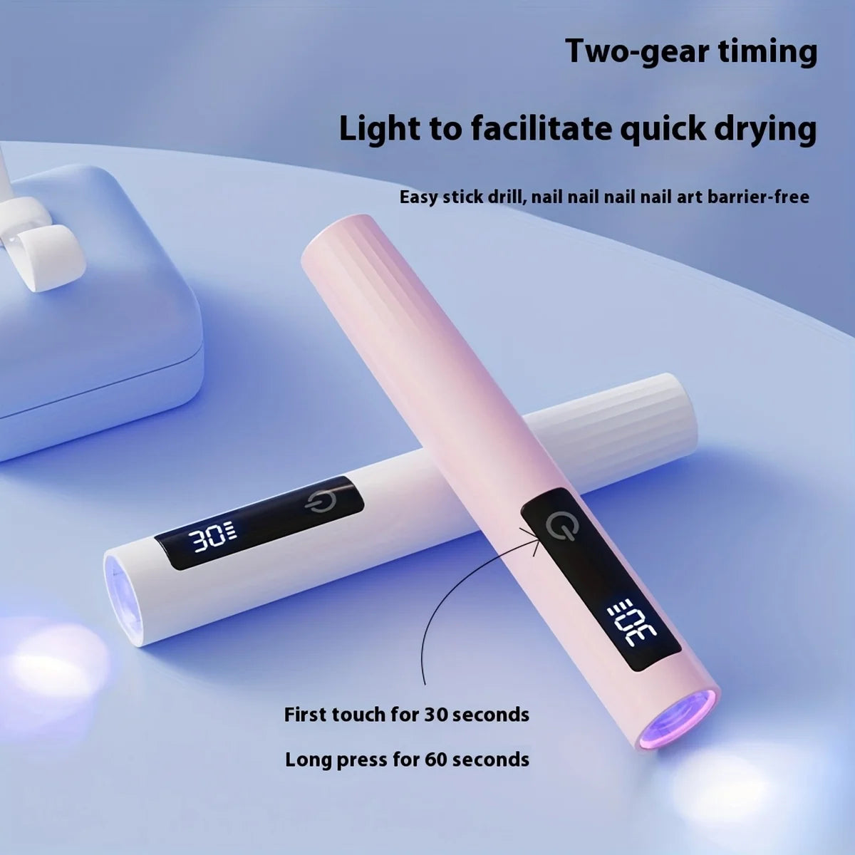 Handheld Nail Light Mini LED Nail Lamp For Gel Nails With Stand & LCD Screen Control 2 levels Adjustable For Fast Curing