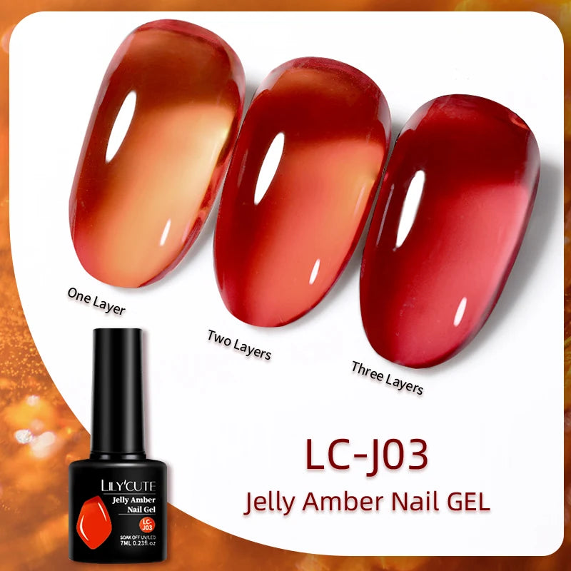 LILYCUTE 7ML Jelly Amber Gel Brown Winter Crystal Nail Polish Translucent Color Nail Art Gel Permanent UV Gel Polish Varnish