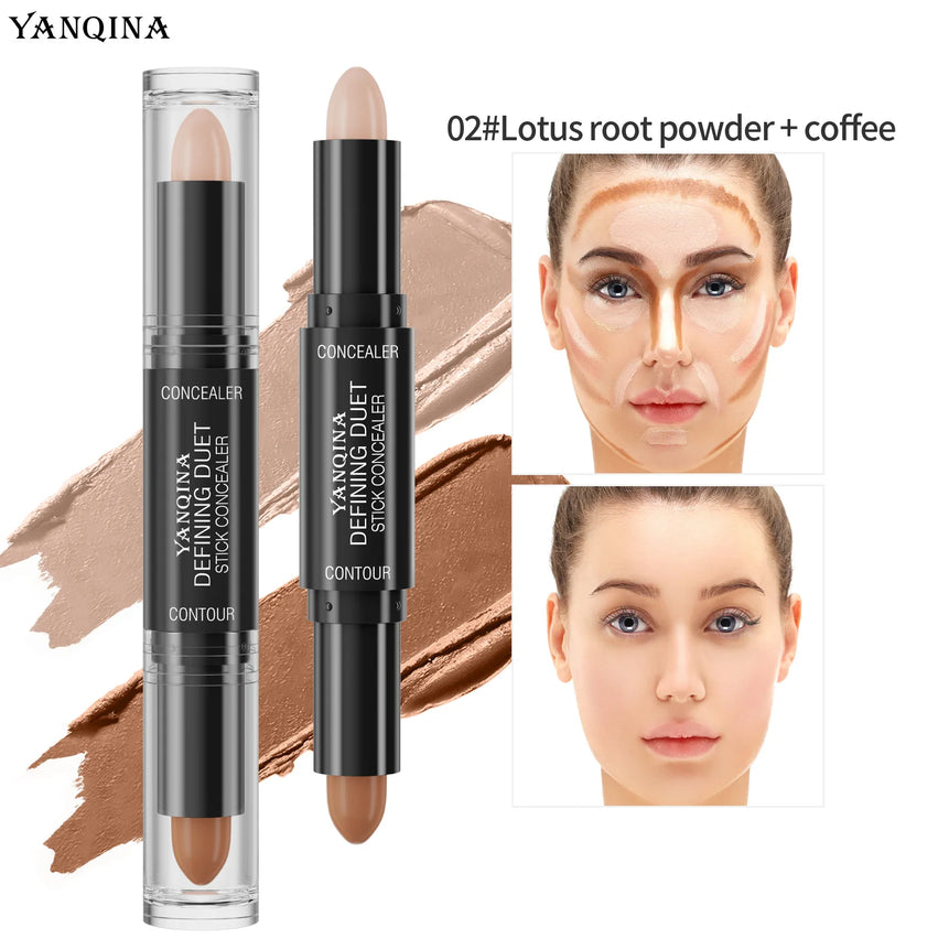 QIC/YANQINA Double-headed Concealer Stick Three-dimensional Repair Volume Brighten Face Highlight Concealer Pen Makeup