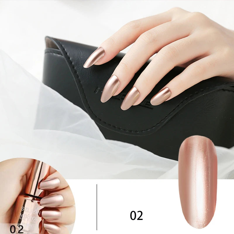 12 Colors Mirror Polish Long-lasting Quick-drying Metallic Silver Purple Rose Gold Nail Polish Is Not Peelable Nails Gel Varnish