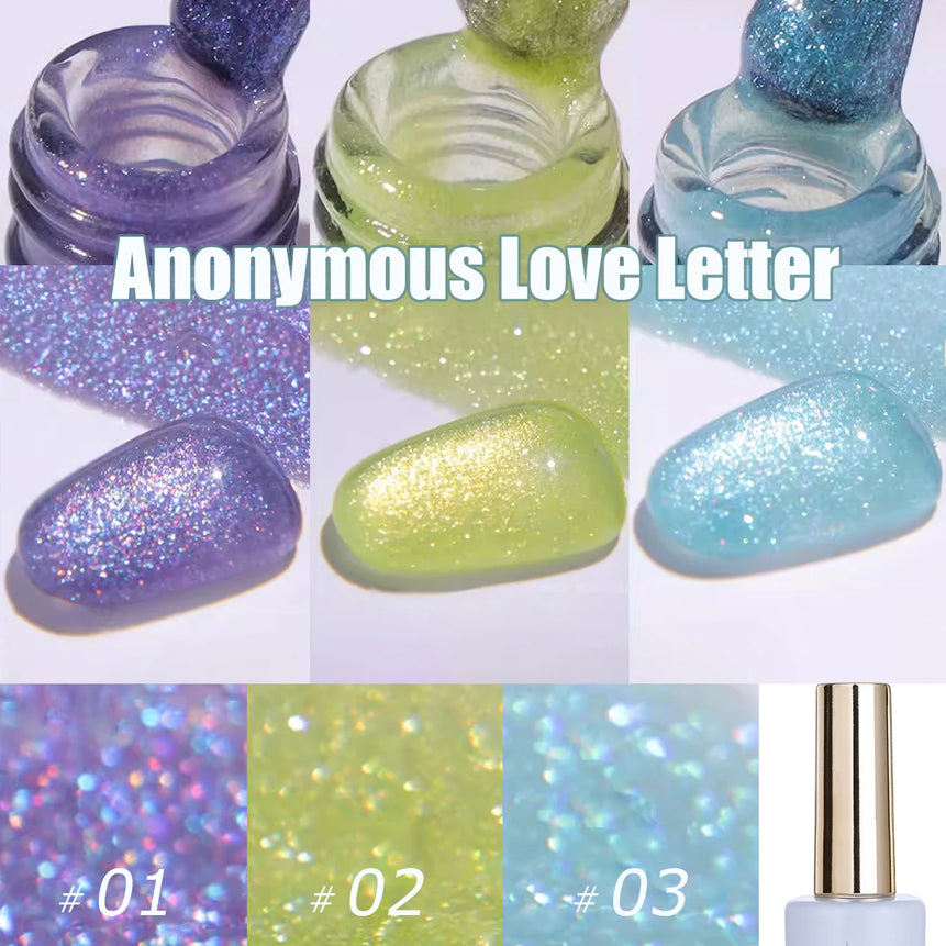 MIANEL1-12pcs 12ML Pink Blue White Green Series With Explosive Glitter Gel Nail Polish, Popular Yun Brocade Diamond Gel Polish