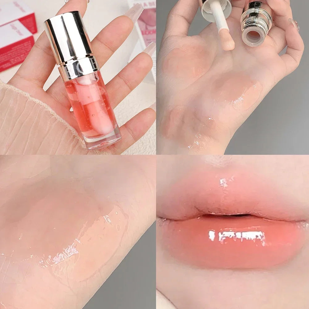 Water Mirror Lip Gloss Transparent Colored Glass Lip Oil Waterproof Lasting Moisturizing Lip Plumper Lipstick Makeup Cosmetics