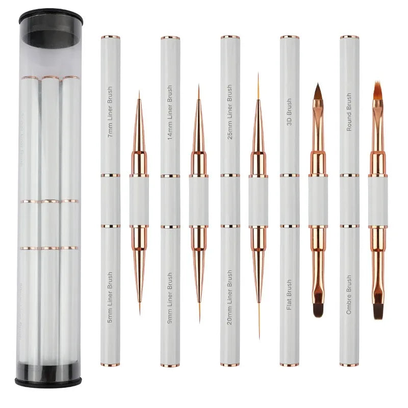 Nail Art Brush Set 5pcs Double-Ended Nail Art Brushes For Long Lines, Thin Liner Brush For Nails Detail Professional nail tools