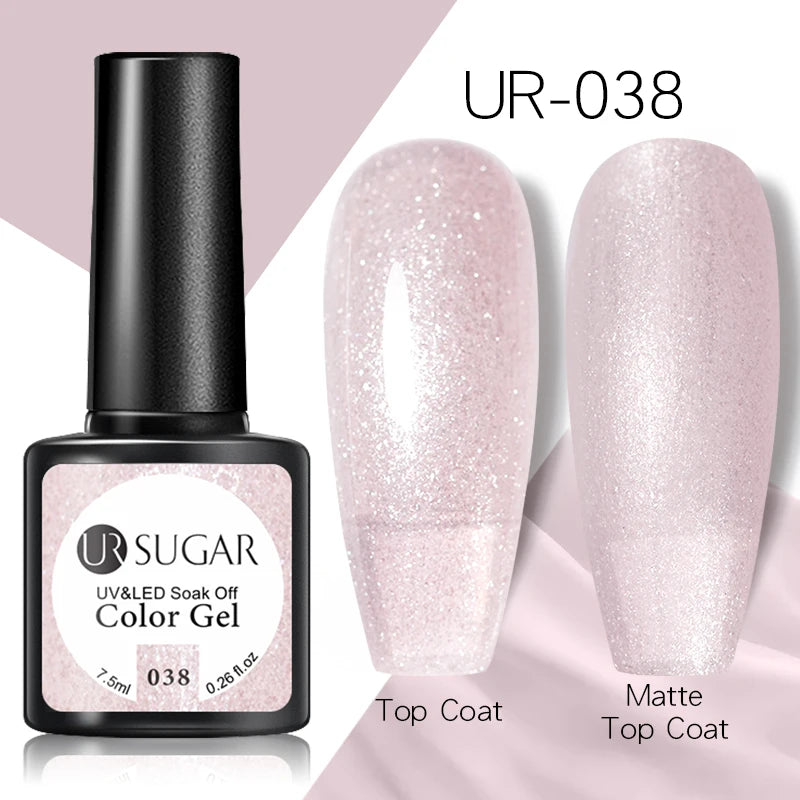 UR SUGAR 7.5ml Rose Glitter Solid Color Gel Nail Polish Jelly Nude Pink Semi Permanent DIY Nail Art UV LED Soak Off Gel