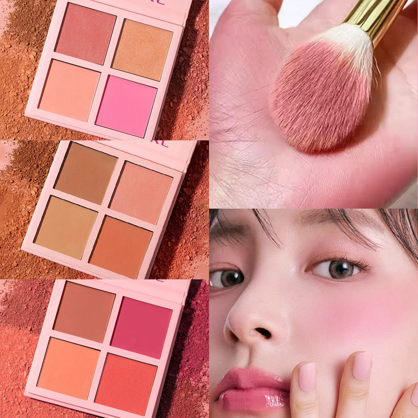 Four Color Matte Powder Blusher Low Saturation Soft Fog Powder Red Blusher Brightens Christmas gift