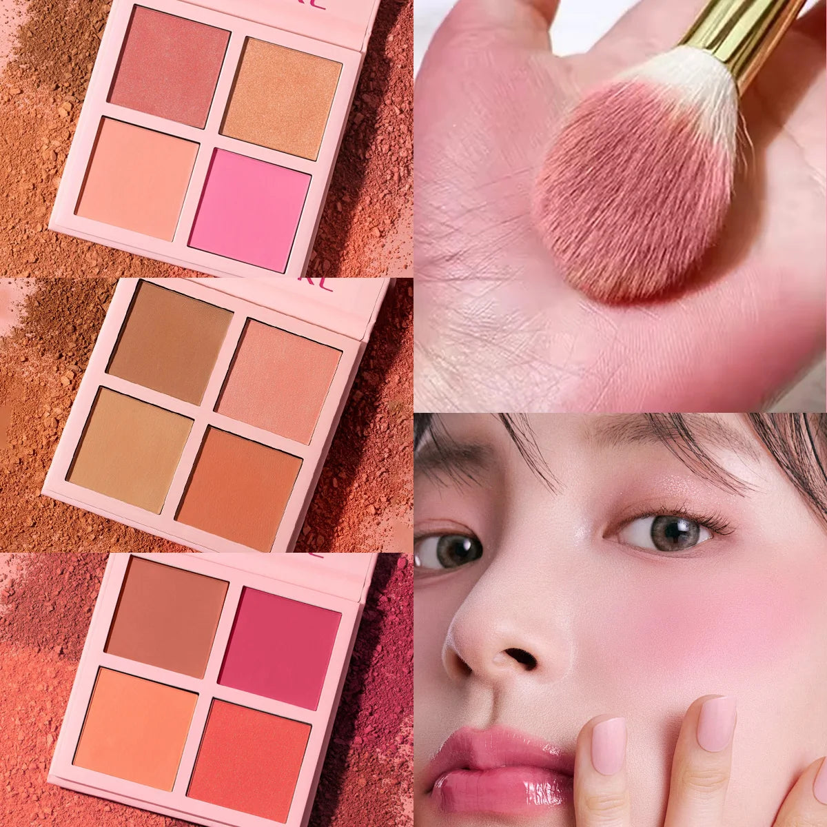 Four Color Matte Powder Blusher Low Saturation Soft Fog Powder Red Blusher Brightens Christmas gift