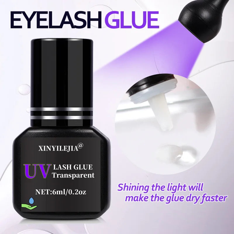 Tpo free 6ml UV Eyelash Glue Fake Lashes Eyelash Extension Adhesive Light Curing Quick Dry Purple Black Gel Makeup Tools