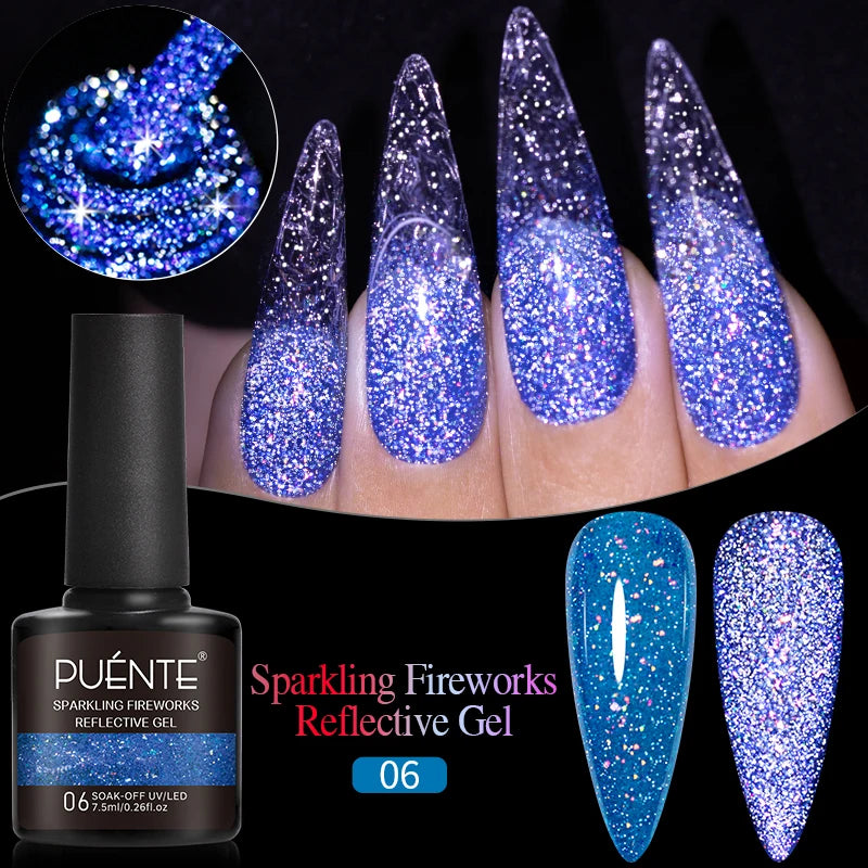 PUENTE 7.5ML Vibrant Blue Cat Eye Gel Nail Polish High Glossy Long-Lasting Soak Off UV Semi-Permanent Nail Art Varnish Manicure