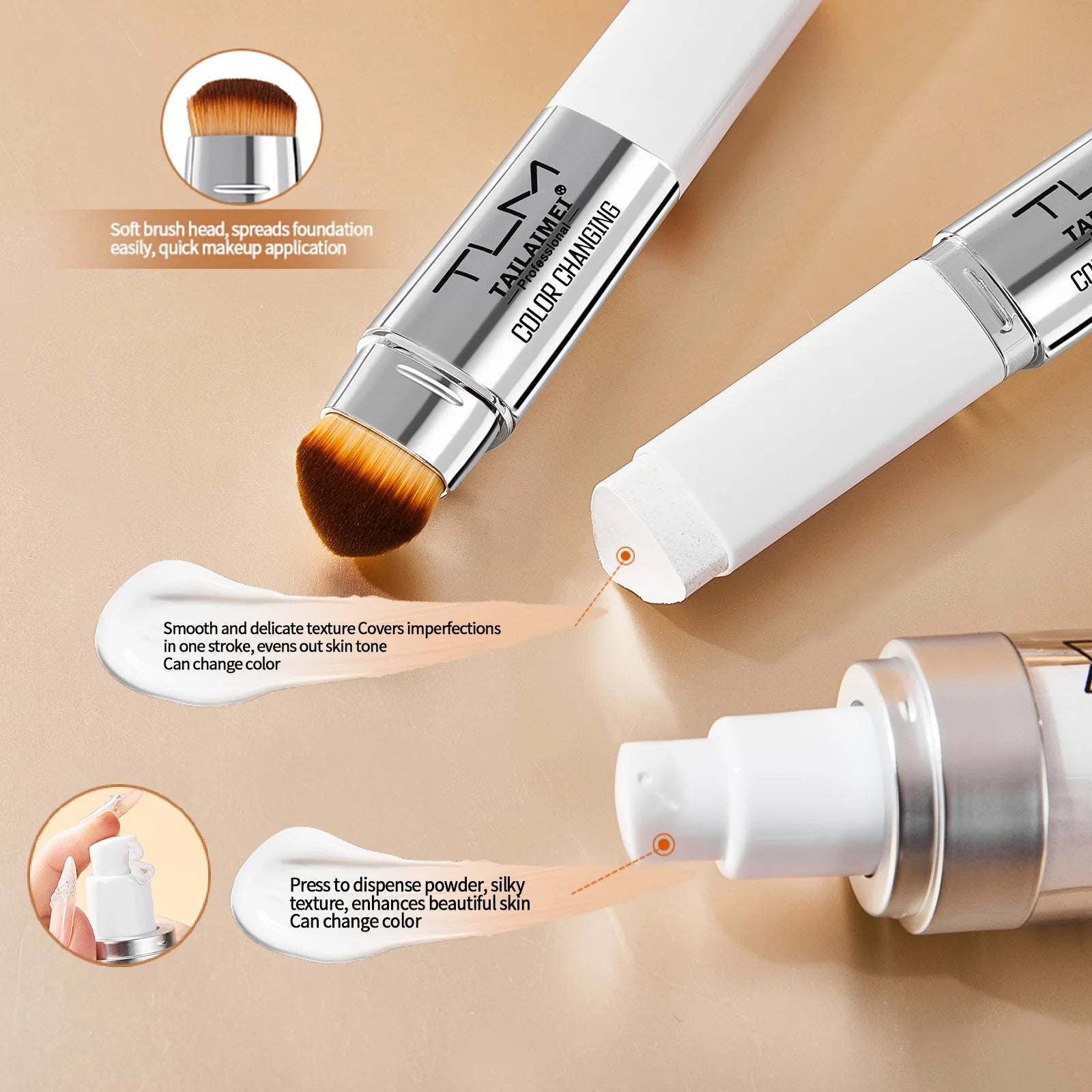 Color Changing Foundation Stick with Spf 15, All Day Flawless, Natural-Looking Complexion, Long-Lasting Wear
