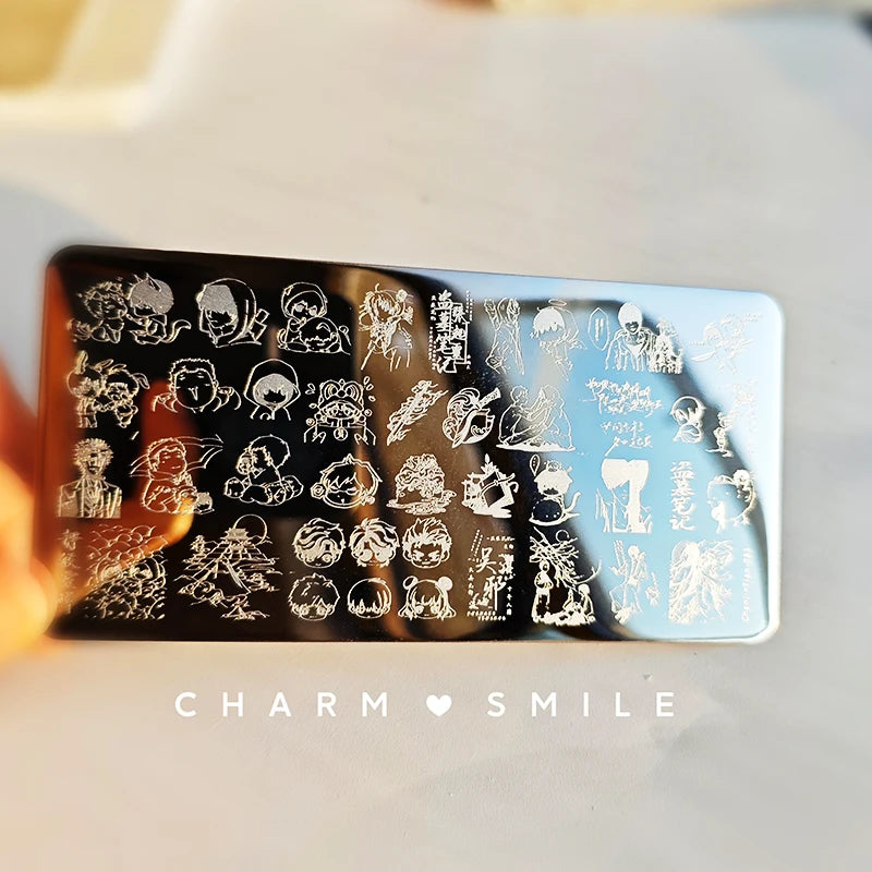 Cartoon Characters Stamping Plates  French Line Geometry  Flowers Leaves Animals Image Stainless Steel Nail Art Template Stencil