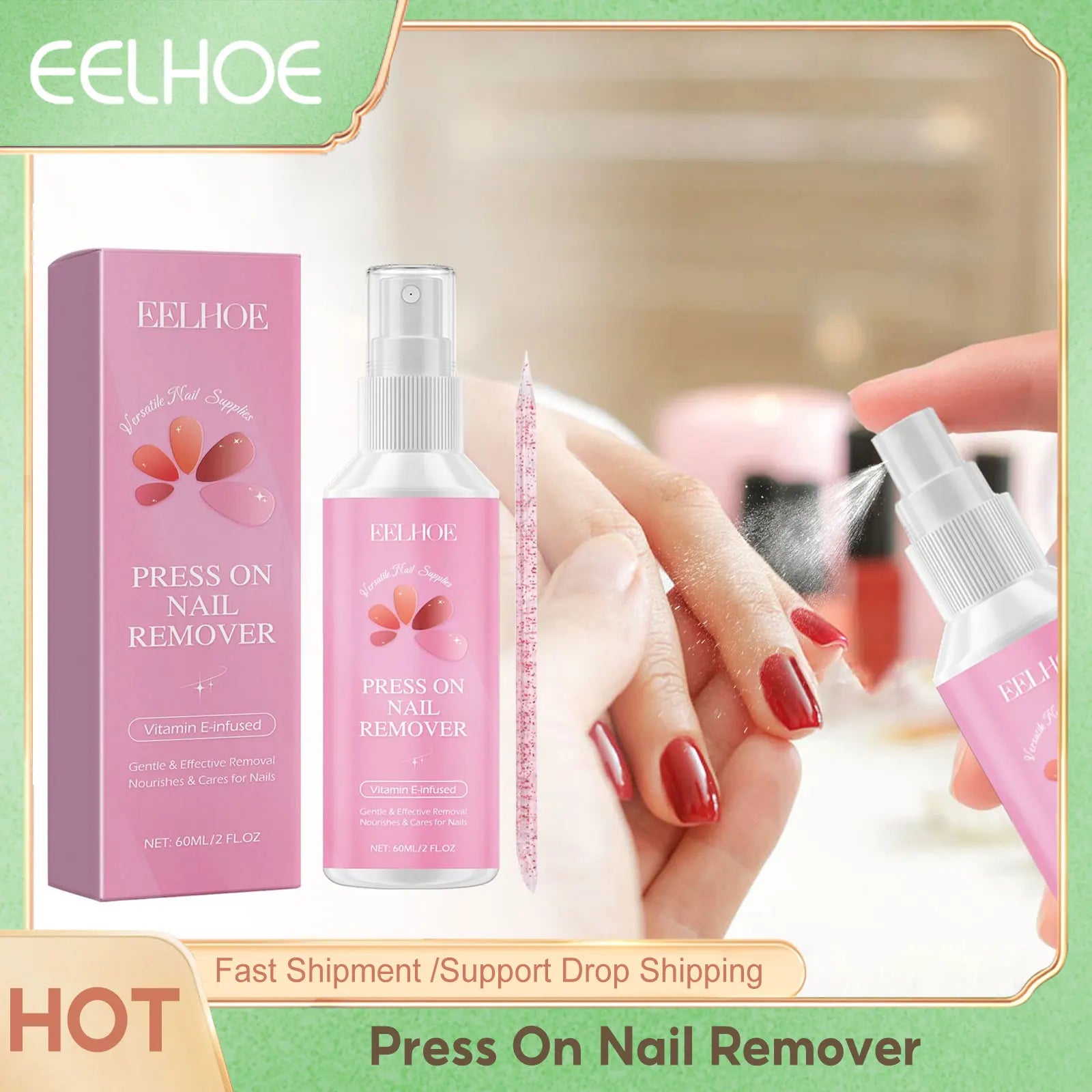 Press on Remover Spray Kit For Nail Adhesive Remover Fake Nails Soft Protect Nail Tips Nourishing Solid Gel Beauty Care Products