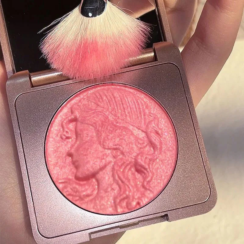 Highlighter Embossed Blush Glitter Facial Long-Lasting Shimmer Powder Pink Coral Rouged For Cheeks Smooth Makeup Cosmetics