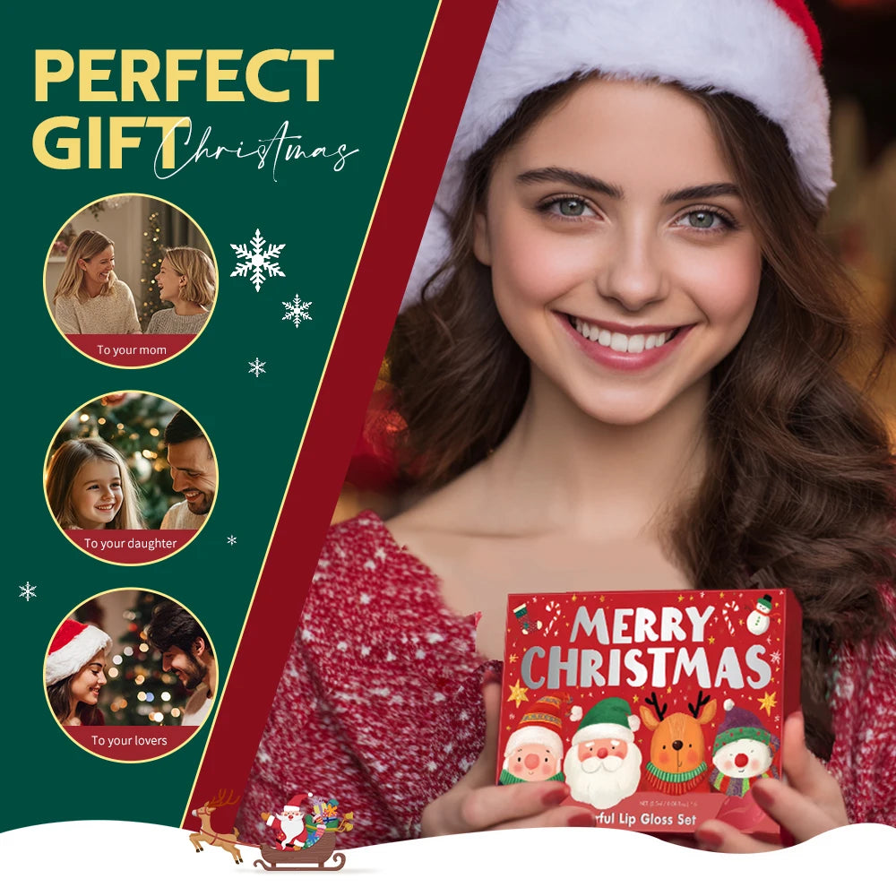Lakerain Christmas Lip Gloss Set Red Matte Velvet Matte Lip Glaze Holiday Lip Gloss Set Christmas Facial Cosmetics