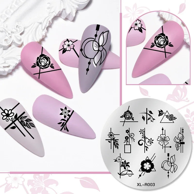 1PC Flower Leaves Line Geometric Stamping Plates Abstract Lady Face Nail Stamp Templates Printing Stencil Nail Art Decoration