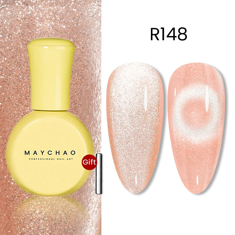 MAYCHAO 10ml Cat Magnetic Gel Nail Polish Cat Eye Glitter Effect Semi Permanent Soak Off UV Gel Varnish Manicure For Nail Art