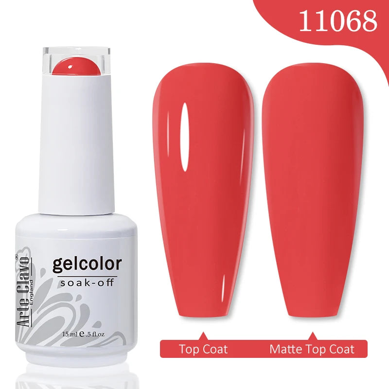 Arte Clavo 15ml Rose Red Pink Color Gel Nail Polish Autumn Winter Hot Sale Long Lasting Soak Off For Manicure Nail Art Gel