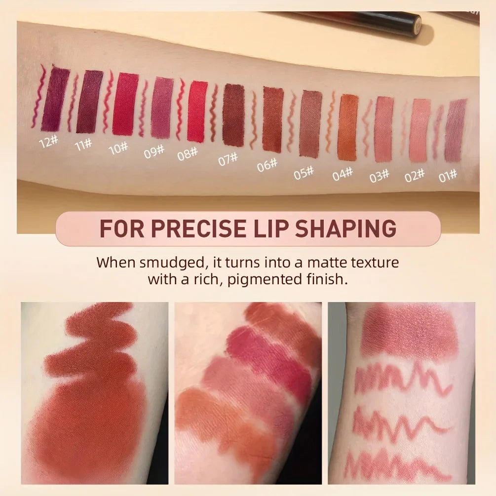 1+1 Matte Lip Set Matte Lipstick&Lip Liner Color Rendering Long Lasting Waterproof Valentine's Day Gifts Contain Plant Squalene