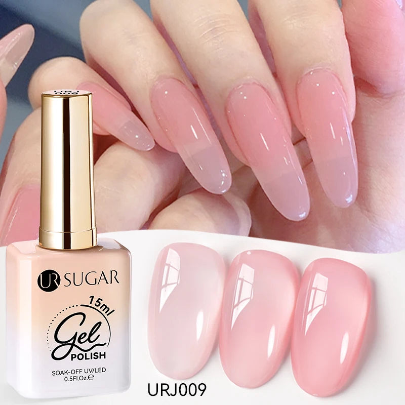 UR SUGAR 15ml Crystal Milky Jelly White Nude Gel Nail Polish Transparent Semi-permanent UV Gel Nail Art Soak Off Gel Varnish