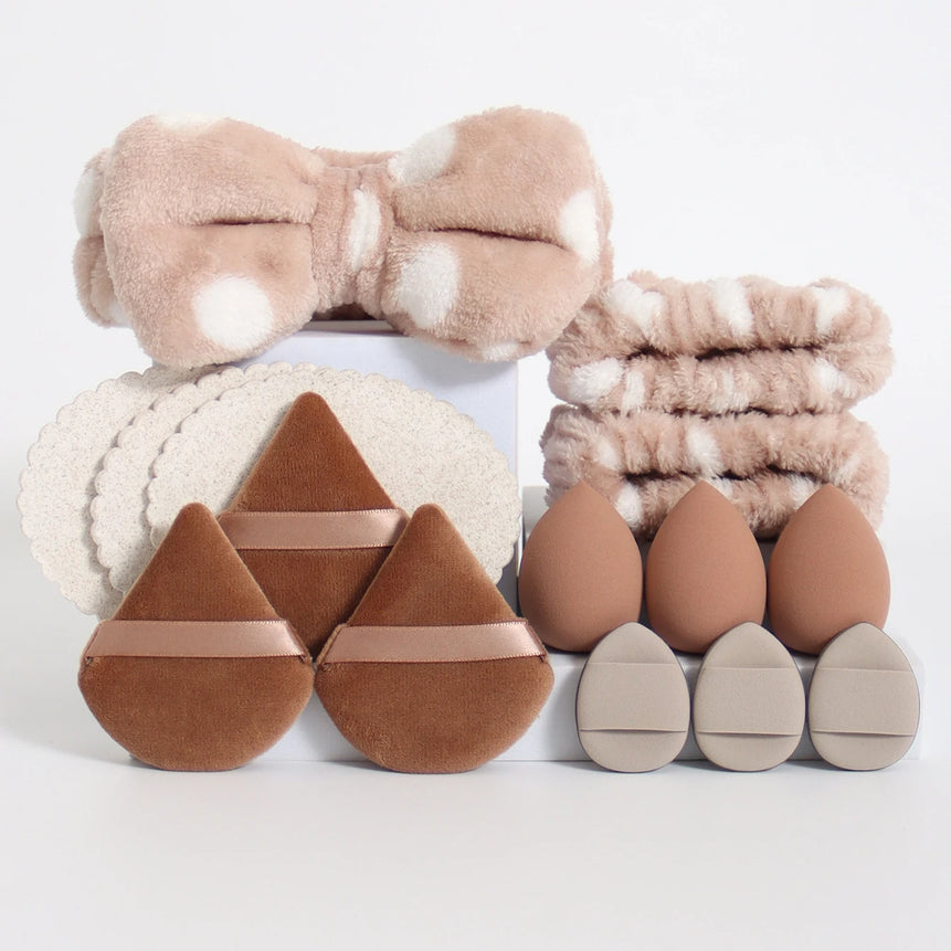 15 件套 Cosmetic Puff Makeup Sponge Blender Beauty Egg Foundation Sponges Puff Wash Face Headband Wristband Make up Accessories