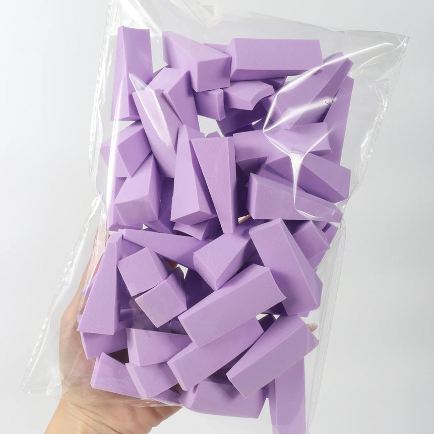 50 Pieces of Random Color Facial Curve Mixed Makeup Sponge, Latex-Free, Small Wedge-Shaped Smooth Application Beauty Sponge Applicator