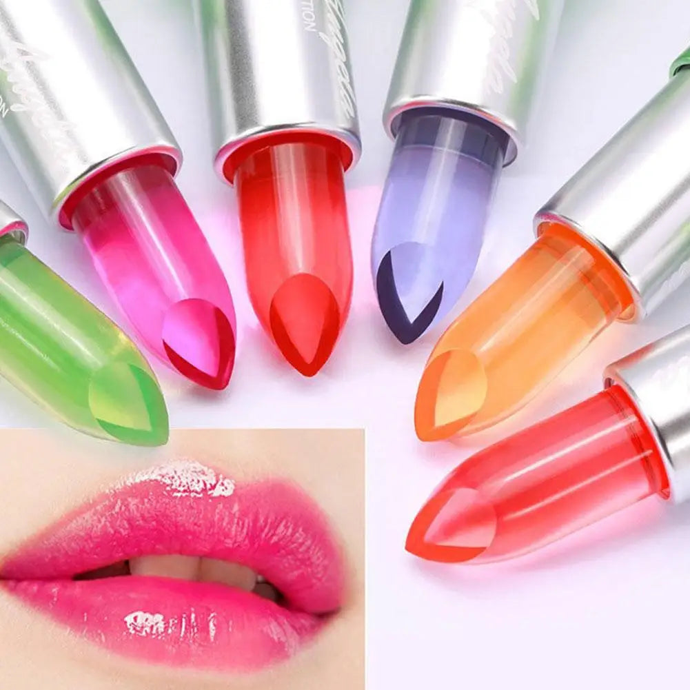 6Colors Aloe Vera Discolored Lip Balm Jelly Magic Color Lipstick Changing Lasting Lip Makeup Gloss Nourishing Moisturizing