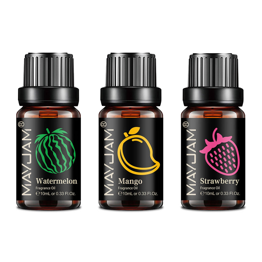MAYJAM Fruit Essential Oil 10ml Cherry Banana Papaya Grape Litchi Guava Kiwifruit Pear Fig Fragrance Oil for Diffuser Candle