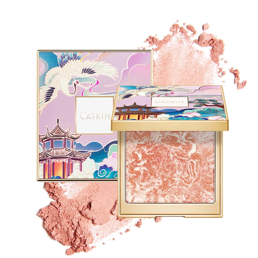 CATKIN Eternal Love 10g Rosy Cranes Blush Baked Powder Silky Smooth Touch Distinct Silhouette Natural Redness Chinese Style