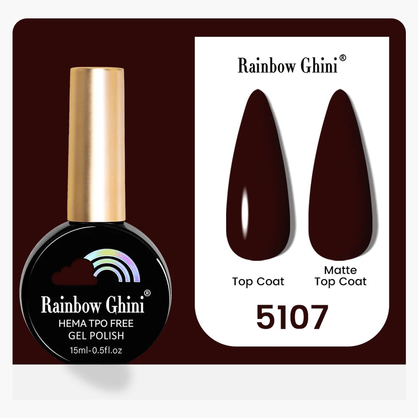 Rainbow Ghini 15ML 146 Colors Long-Lasting Colorful Gel Nail Polish Professional UV/LED Gel Polish Base Coat Matte Top Coat