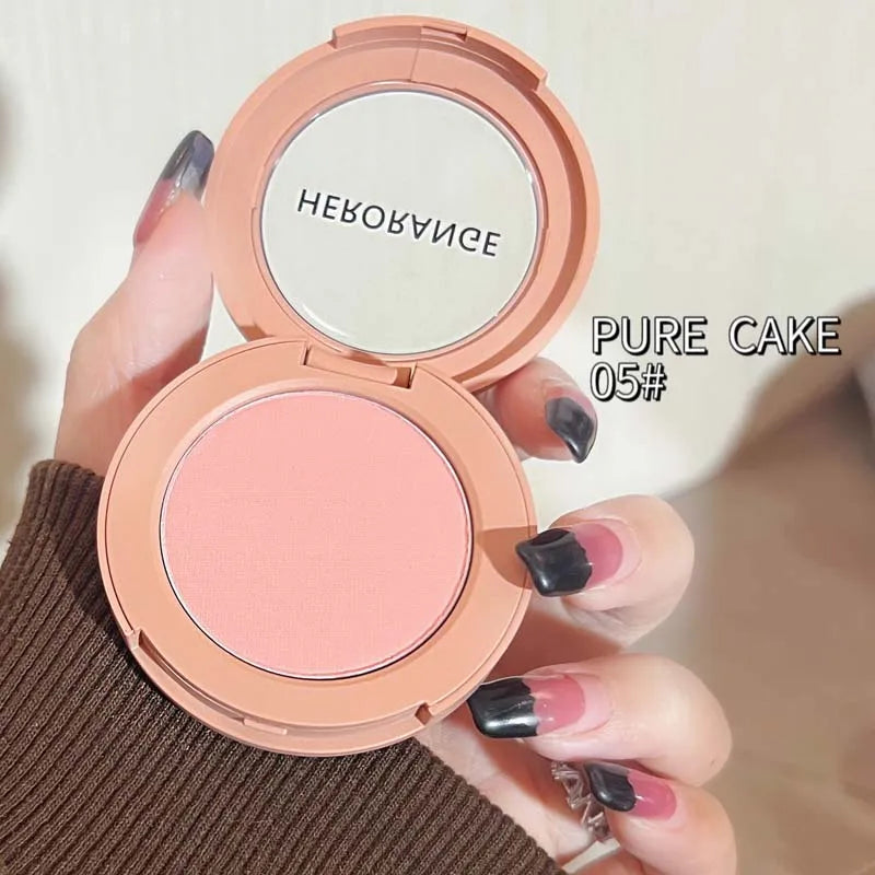 HERORANGE Monokrom Serbuk Blush Waterproof, Long-lasting, Peach-orange Soft Matte Natural Blush Rouge