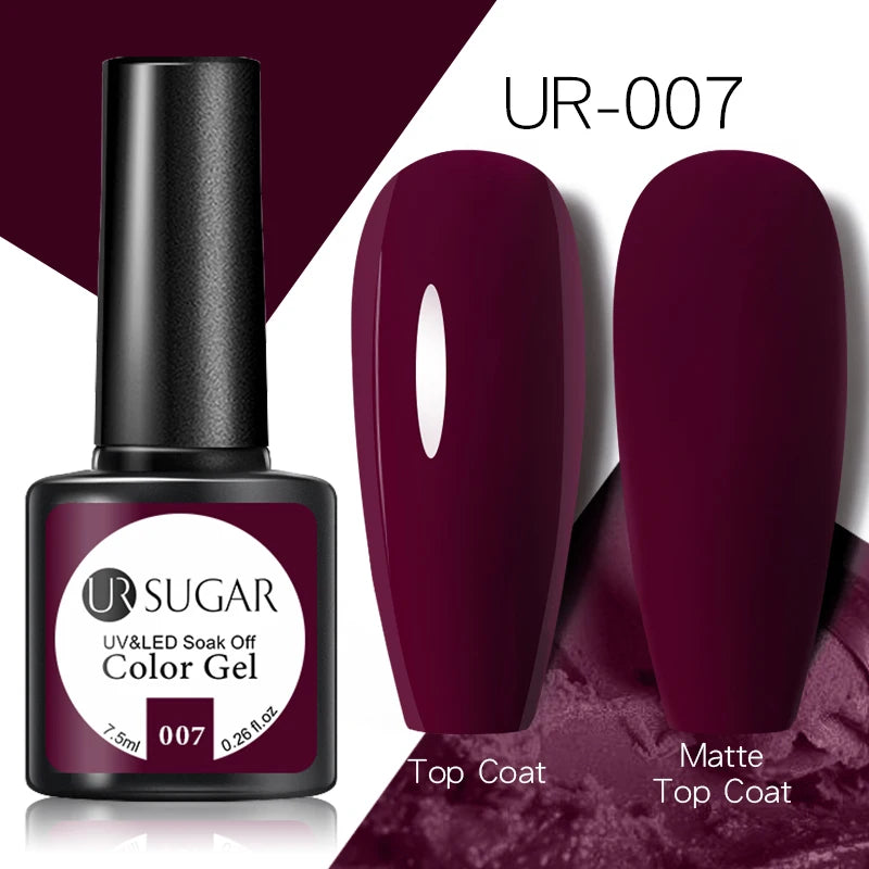 UR SUGAR 7.5ml Rose Glitter Solid Color Gel Nail Polish Jelly Nude Pink Semi Permanent DIY Nail Art UV LED Soak Off Gel