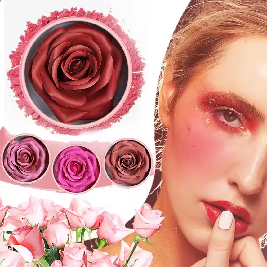 3D Petal Rose Makeup Blush 4 colors Gift Highlighter Rare Beauty Blush Rubor Forma Rosa Real Rose Flower Blush Shimmer Makeup
