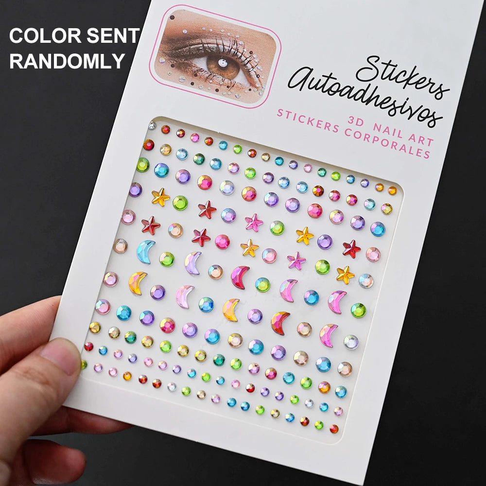 New 3/4/5mm 900pcs Pearl Face Gem Stickers Shining Glittle Self Adhesive Waterproof  Rhinestone Stickers Party Wedding Makeup