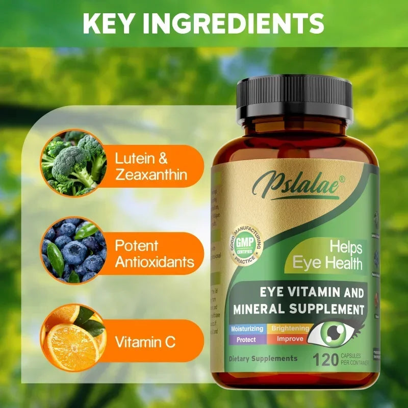 Lutein Eye Vitamins Supplement - with Lutein, Vitamin C and Zeaxanthin, Eyestrain, Dry Eyes & Vision Health Supplement