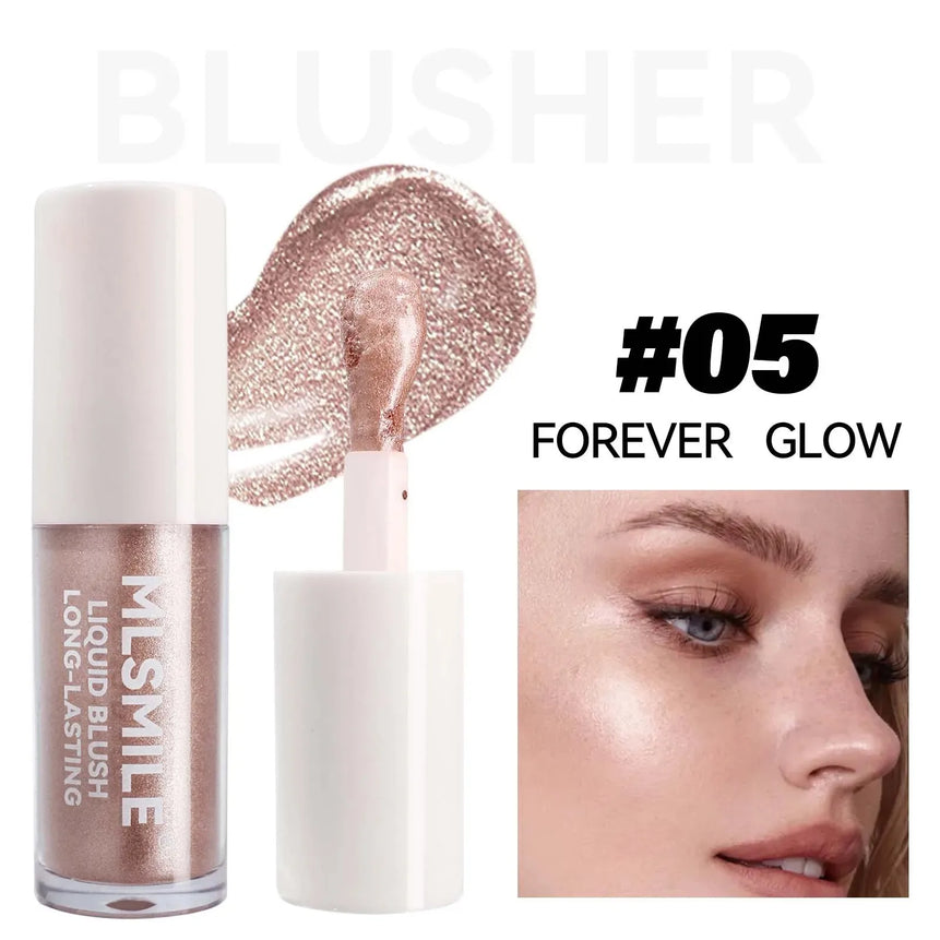 6 Colors Liquid Blush Highlighter Contour for Cheeks with Shimmer Finish Moisturizing Lightweight Blendable Makeup for Women