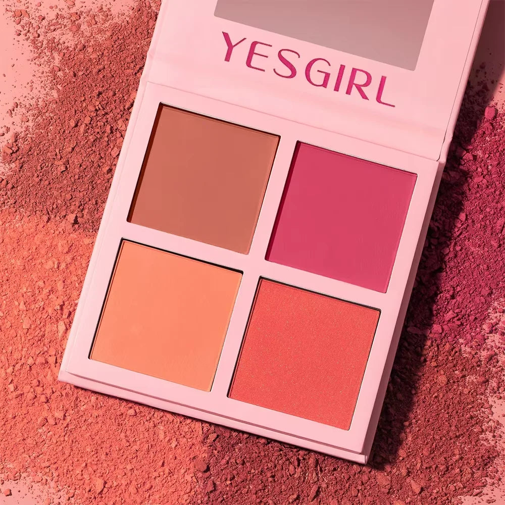 Four Color Matte Powder Blusher Low Saturation Soft Fog Powder Red Blusher Brightens Christmas gift