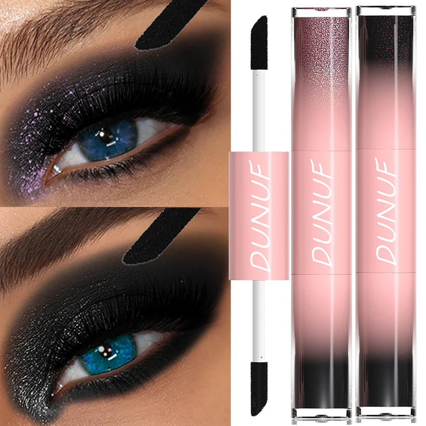 Double-head Punk Metallic Liquid Eyeshadow Stick Dark Glitter Matte Sequins Bicolor Shimmer Eyes Makeup Cream Pencil Waterproof
