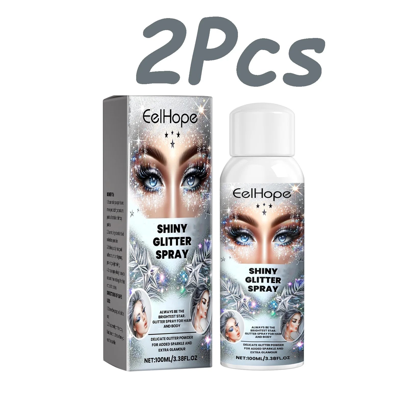Fashion Highlighter Powder Spray for Hair Body Clothes Shiny High Gloss Glitter Powder Spray For Christmas Holiday Party