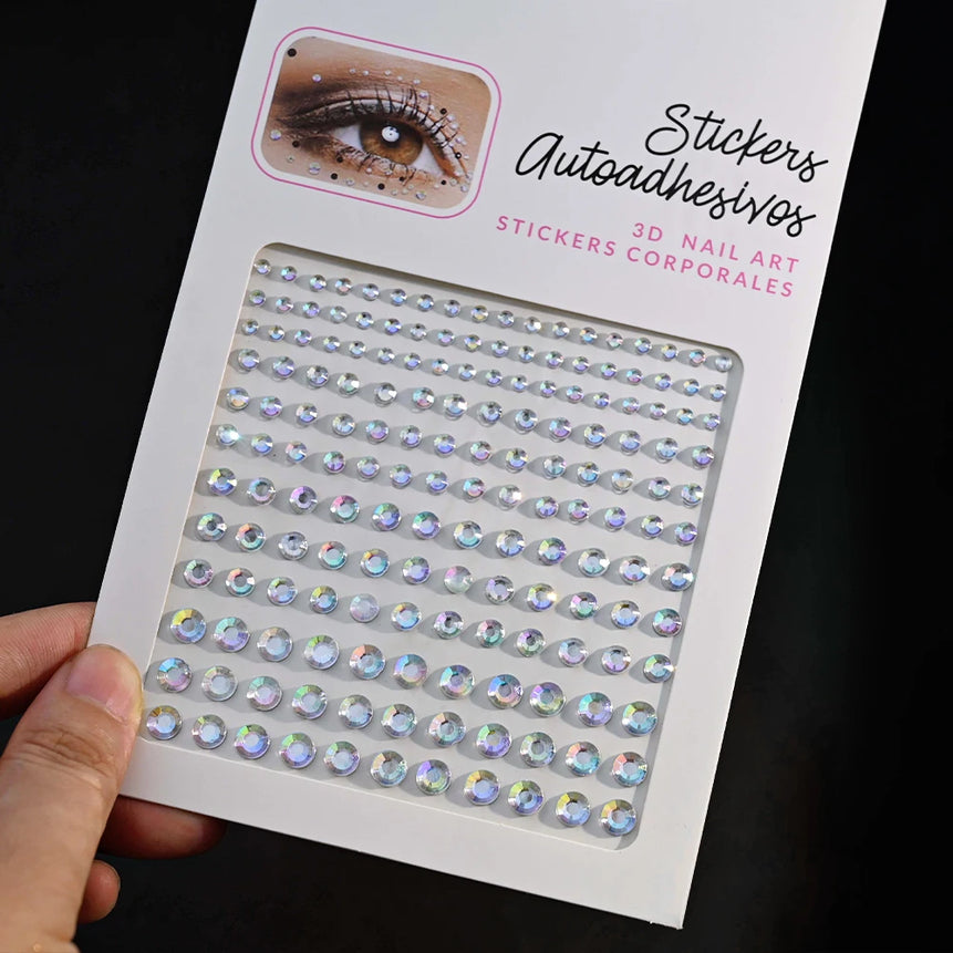 New 3/4/5mm 900pcs Pearl Face Gem Stickers Shining Glittle Self Adhesive Waterproof  Rhinestone Stickers Party Wedding Makeup